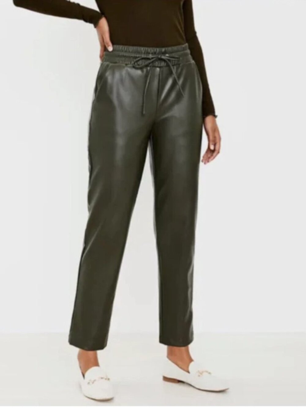 LOFT Olive Faux-Leather Joggers